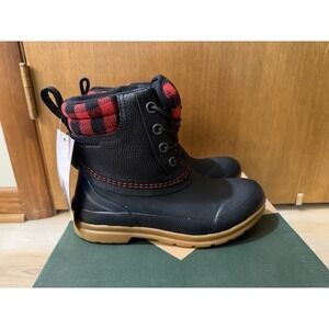 Muck Boots Women's Waterproof Originals Lace-Up Duck Boot Black Buffalo Plaid 5
